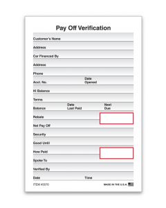 Pay Off Verification