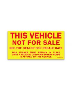 Vehicle Not For Sale Sticker 